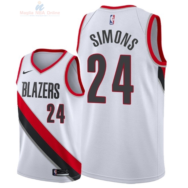 Acquista Maglia NBA Nike Portland Trail Blazers #24 Anfernee Simons Bianco Association 2018