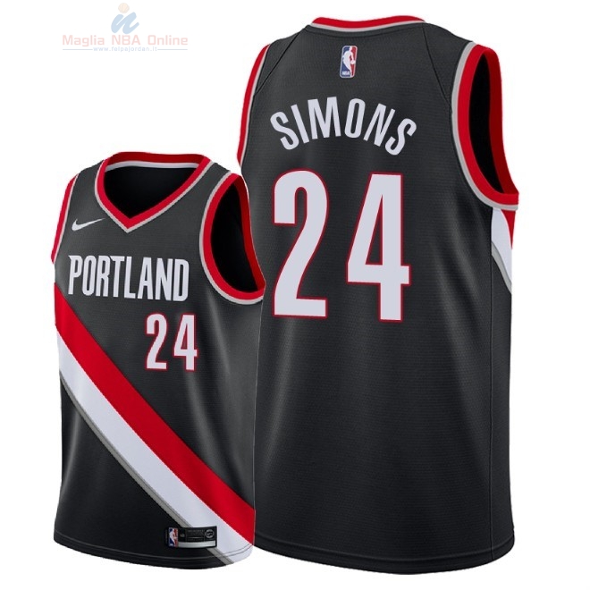 Acquista Maglia NBA Nike Portland Trail Blazers #24 Anfernee Simons Nero Icon 2018