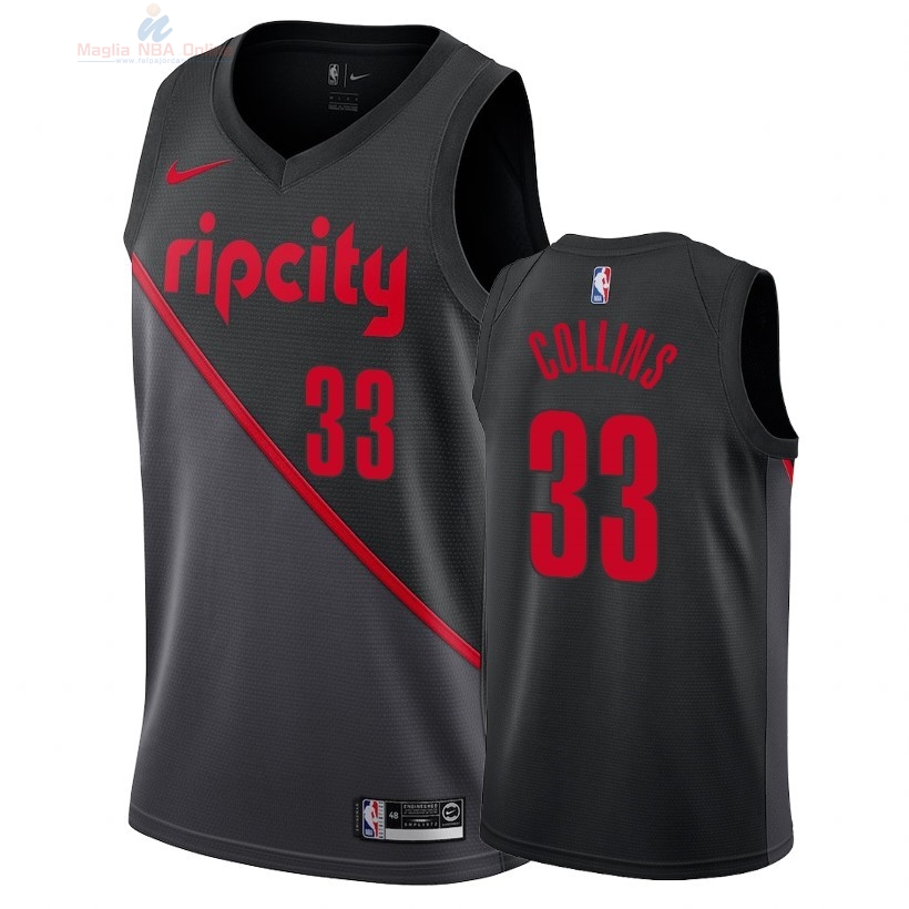 Acquista Maglia NBA Nike Portland Trail Blazers #33 Zach Collins Nike Nero Città 2018-19