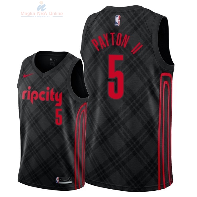 Acquista Maglia NBA Nike Portland Trail Blazers #5 Gary Payton II Nike Nero Città 2018
