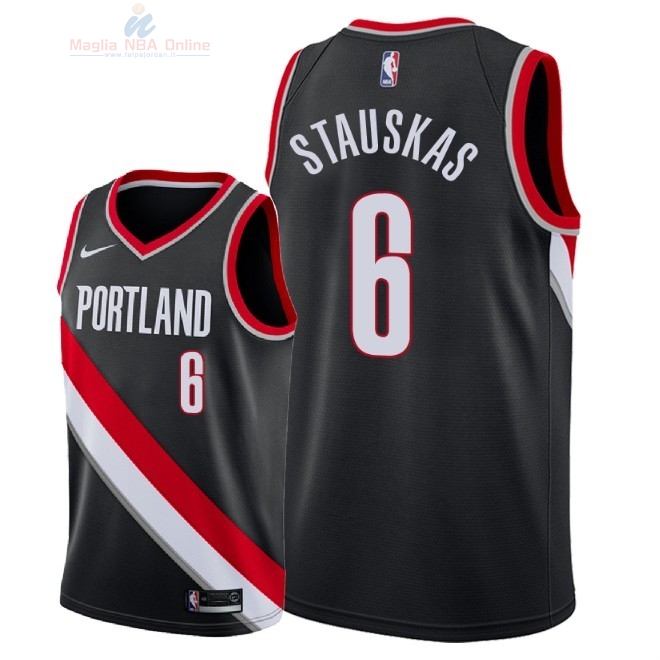 Acquista Maglia NBA Nike Portland Trail Blazers #6 Nik Stauskas Nero Icon 2018