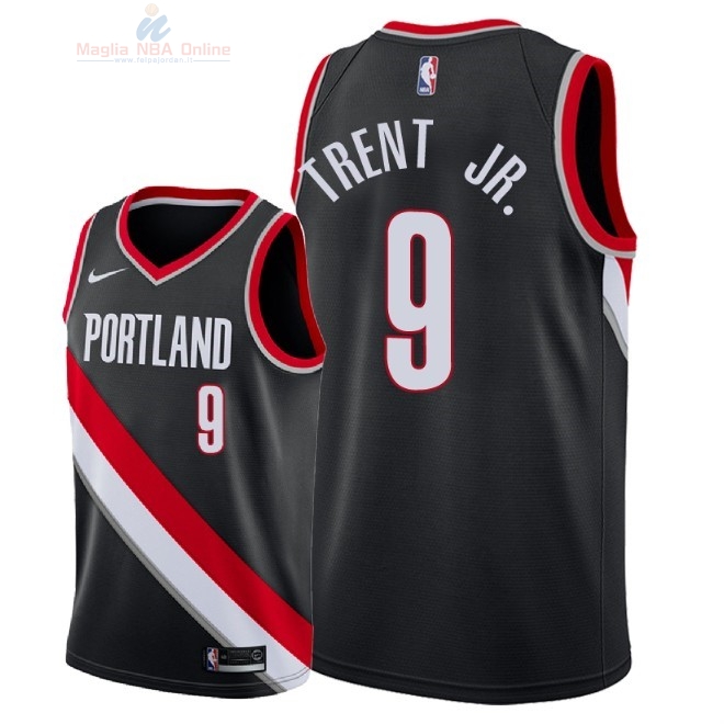 Acquista Maglia NBA Nike Portland Trail Blazers #9 Gary Trent Jr Nero Icon 2018