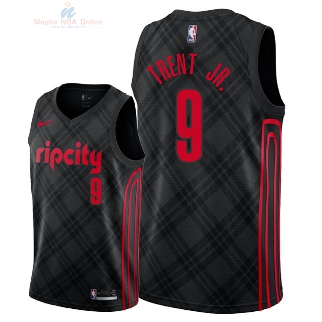 Acquista Maglia NBA Nike Portland Trail Blazers #9 Gary Trent Jr Nike Nero Città 2018