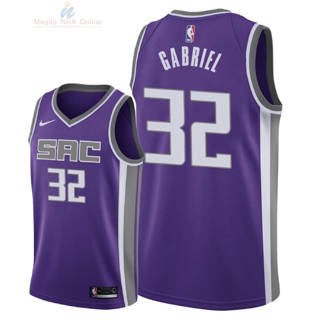 Acquista Maglia NBA Nike Sacramento Kings #32 Wenyen Gabriel Porpora Icon 2018