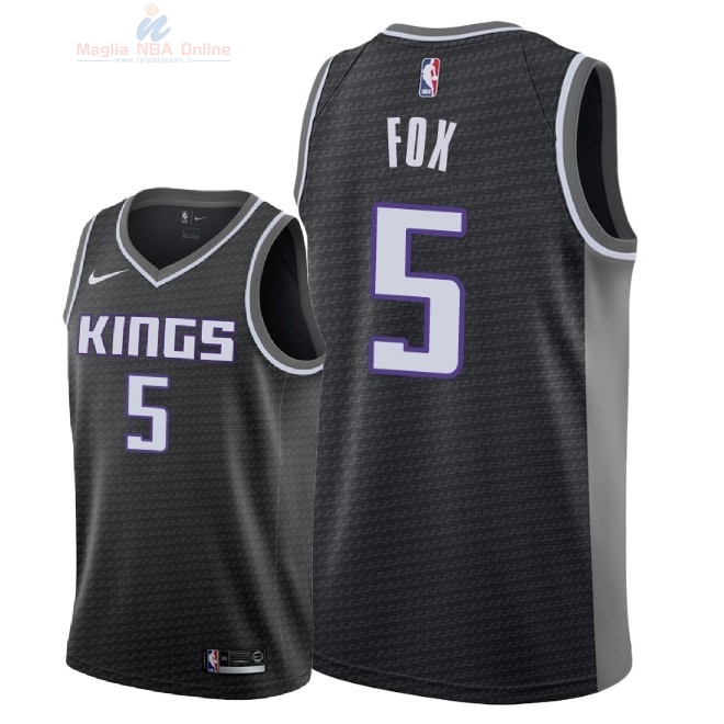 Acquista Maglia NBA Nike Sacramento Kings #5 De'Aaron Fox Nero Statement 2018