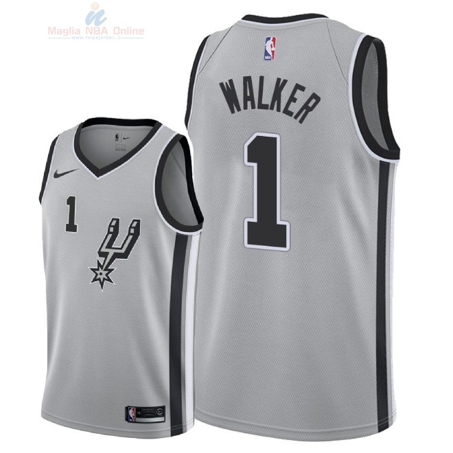 Acquista Maglia NBA Nike San Antonio Spurs #1 Lonnie Walker Grigio Statement 2018