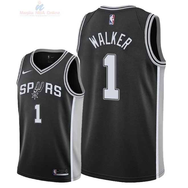 Acquista Maglia NBA Nike San Antonio Spurs #1 Lonnie Walker Nero Icon 2018