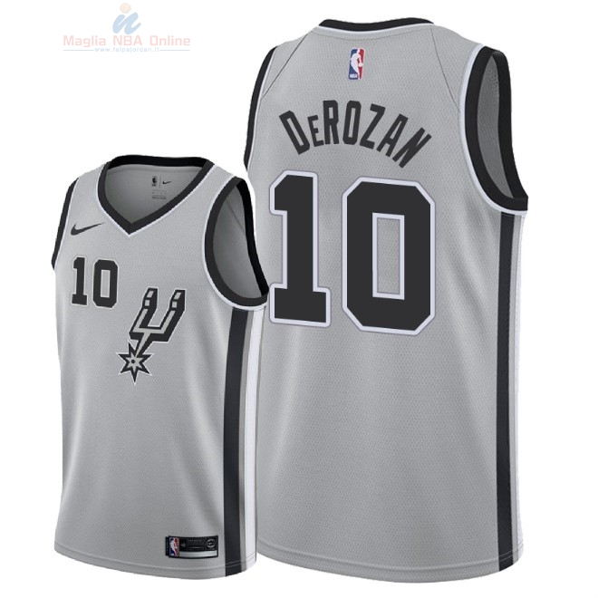 Acquista Maglia NBA Nike San Antonio Spurs #10 DeMar DeRozan Grigio Statement 2018