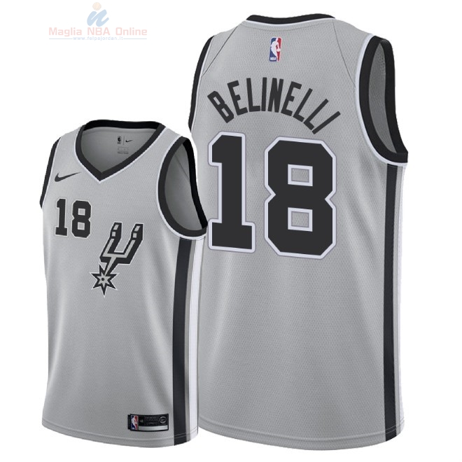 Acquista Maglia NBA Nike San Antonio Spurs #18 Marco Belinelli Grigio Statement 2018