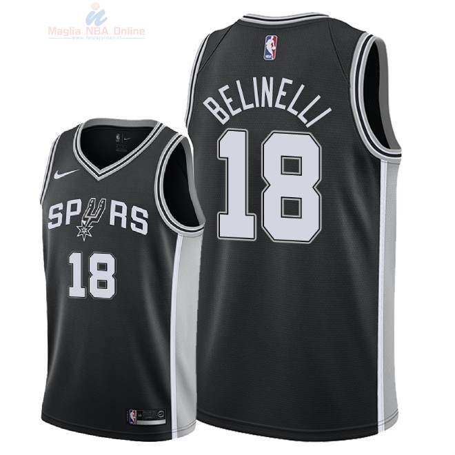 Acquista Maglia NBA Nike San Antonio Spurs #18 Marco Belinelli Nero Icon 2018