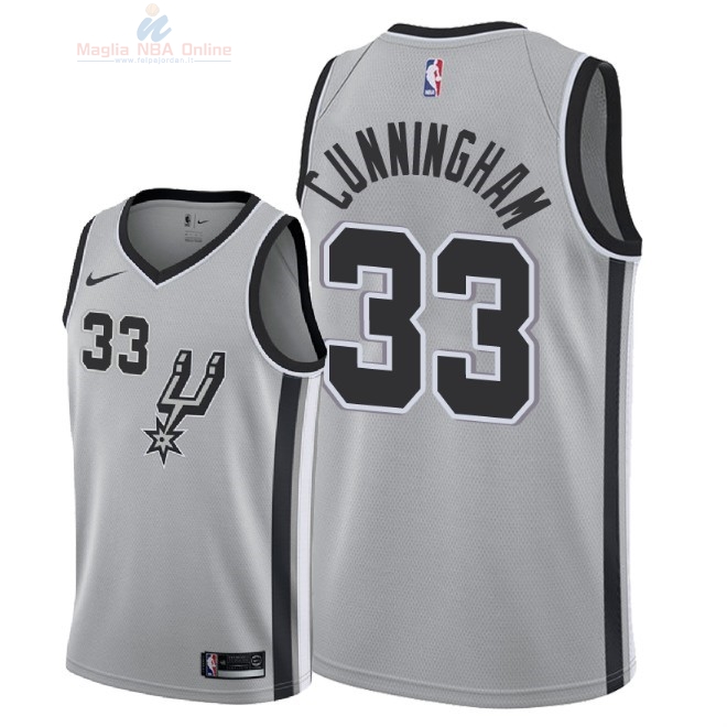 Acquista Maglia NBA Nike San Antonio Spurs #33 Dante Cunningham Grigio Statement 2018