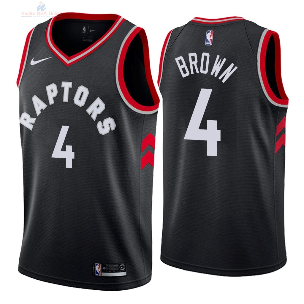 Acquista Maglia NBA Nike Toronto Raptors #4 Lorenzo Brown Nero Statement 2018