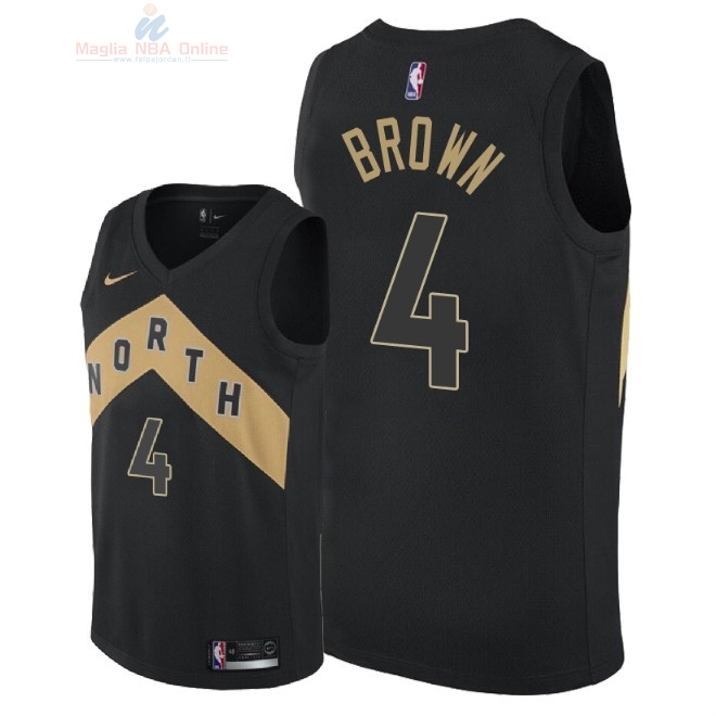 Acquista Maglia NBA Nike Toronto Raptors #4 Lorenzo Brown Nike Nero Città 2018