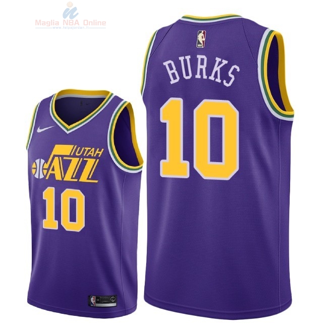 Acquista Maglia NBA Nike Utah Jazz #10 Alec Burks Retro Porpora 2018