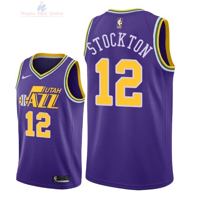 Acquista Maglia NBA Nike Utah Jazz #12 John Stockton Retro Porpora 2018