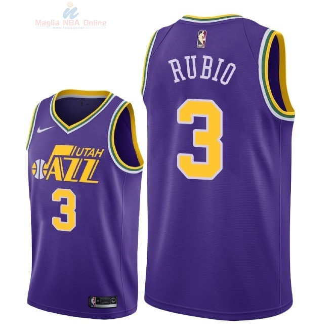 Acquista Maglia NBA Nike Utah Jazz #3 Ricky Rubio Retro Porpora 2018