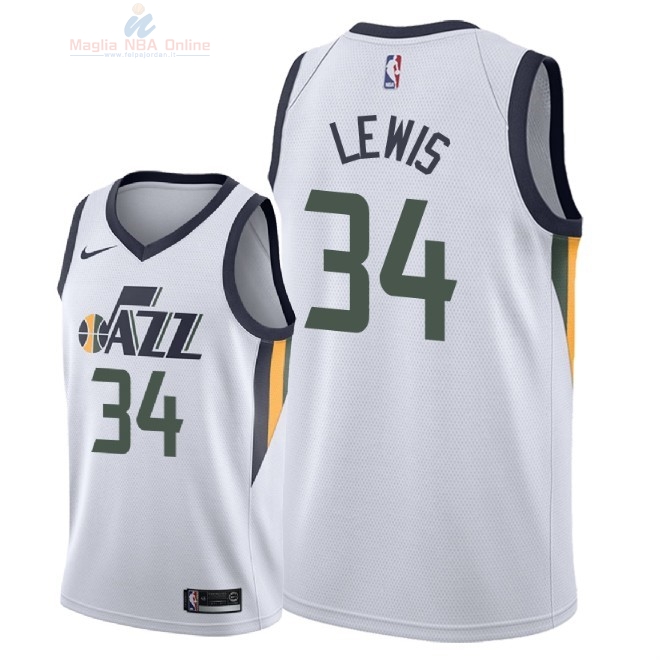 Acquista Maglia NBA Nike Utah Jazz #34 Trey Lewis Bianco Association 2018