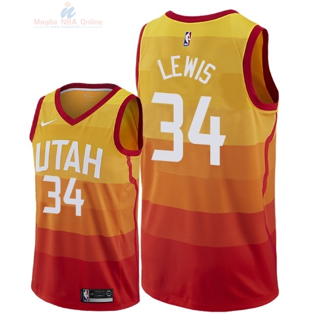 Acquista Maglia NBA Nike Utah Jazz #34 Trey Lewis Nike Arancia Città 2018-19