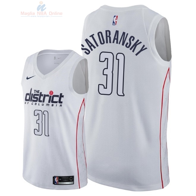 Acquista Maglia NBA Nike Washington Wizards #31 Tomas Satoransky Nike Bianco Città 2018