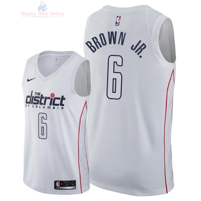 Acquista Maglia NBA Nike Washington Wizards #6 Troy Brown Jr Nike Bianco Città 2018