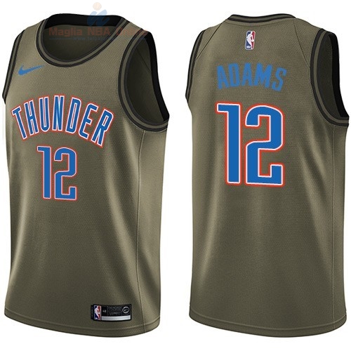 Acquista Maglia NBA Oklahoma City Thunder Servizio Di Saluto #12 Steven Adams Nike Army Green 2018