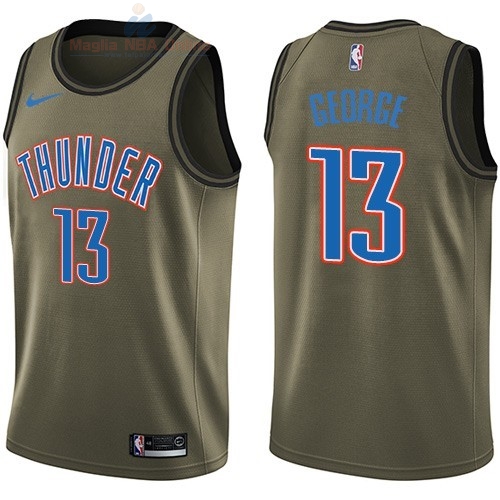 Acquista Maglia NBA Oklahoma City Thunder Servizio Di Saluto #13 Paul George Nike Army Green 2018