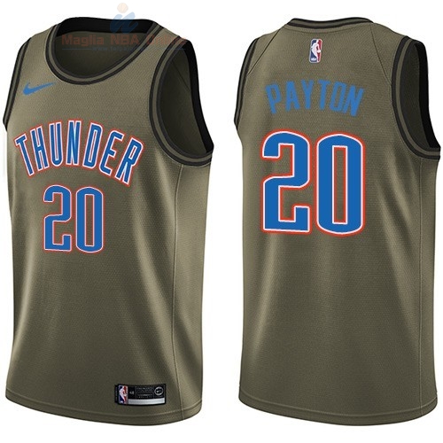 Acquista Maglia NBA Oklahoma City Thunder Servizio Di Saluto #20 Gary Payton Nike Army Green 2018