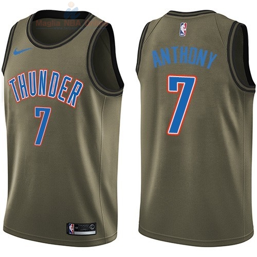 Acquista Maglia NBA Oklahoma City Thunder Servizio Di Saluto #7 Carmelo Anthony Nike Army Green 2018