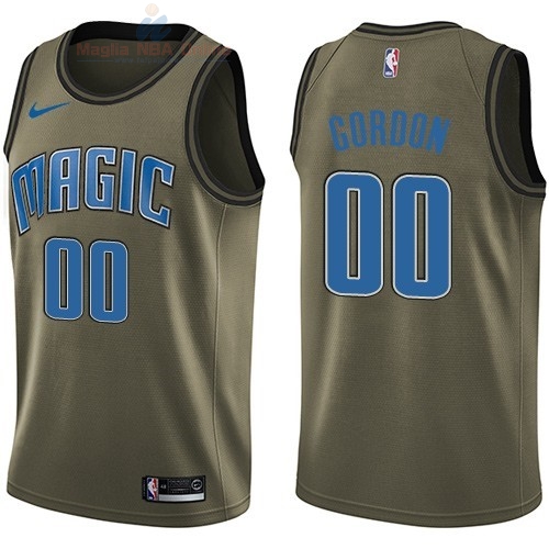 Acquista Maglia NBA Orlando Magic Servizio Di Saluto #0 Aaron Gordon Nike Army Green 2018