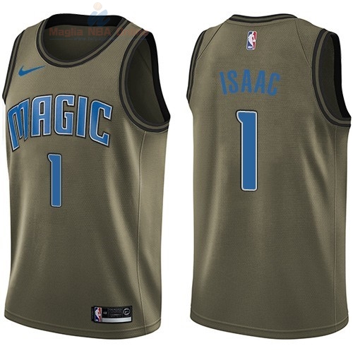 Acquista Maglia NBA Orlando Magic Servizio Di Saluto #1 Jonathan Isaac Nike Army Green 2018