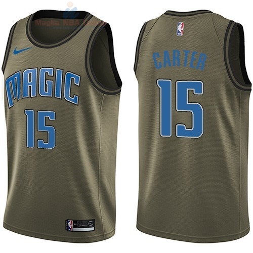 Acquista Maglia NBA Orlando Magic Servizio Di Saluto #15 Vince Carter Nike Army Green 2018