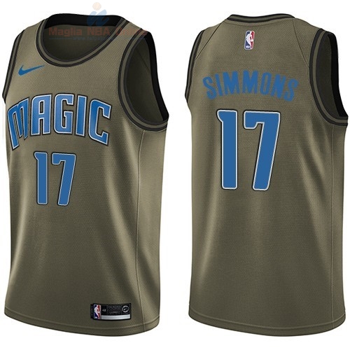 Acquista Maglia NBA Orlando Magic Servizio Di Saluto #17 Jonathon Simmons Nike Army Green 2018