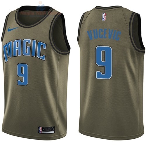 Acquista Maglia NBA Orlando Magic Servizio Di Saluto #9 Nikola Vucevic Nike Army Green 2018