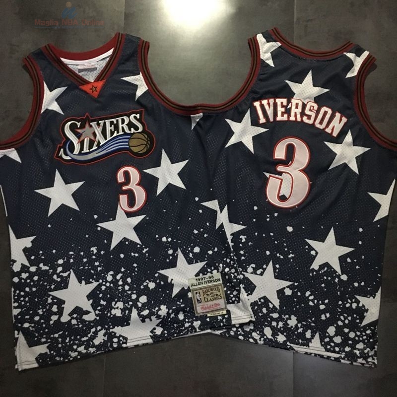 Acquista Maglia NBA Philadelphia Sixers #3 Allen Iverson Retro Nero AU