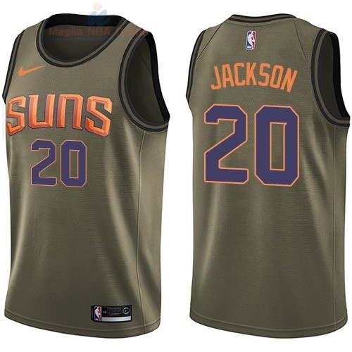 Acquista Maglia NBA Phoenix Suns Servizio Di Saluto #20 Josh Jackson Nike Army Green 2018