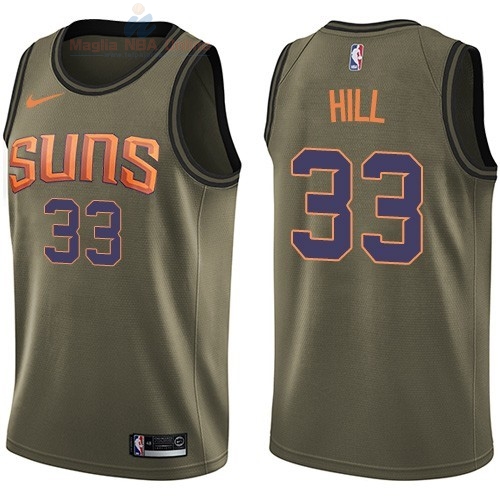 Acquista Maglia NBA Phoenix Suns Servizio Di Saluto #33 Grant Hill Nike Army Green 2018