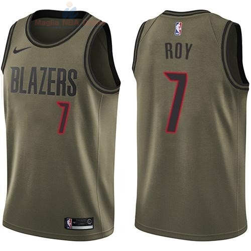 Acquista Maglia NBA Portland Trail Blazers Servizio Di Saluto #7 Brandon Roy Nike Army Green 2018