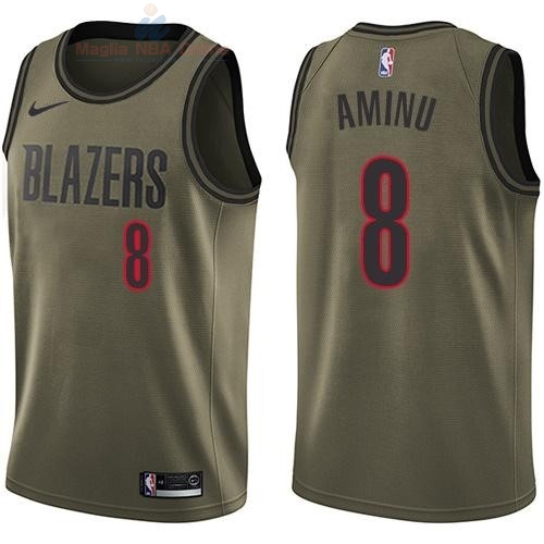 Acquista Maglia NBA Portland Trail Blazers Servizio Di Saluto #8 Al Farouq Aminu Nike Army Green 2018