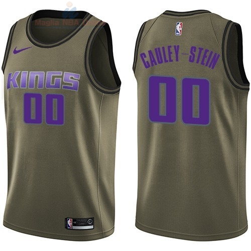 Acquista Maglia NBA Sacramento Kings Servizio Di Saluto #0 Willie Cauley Stein Nike Army Green 2018