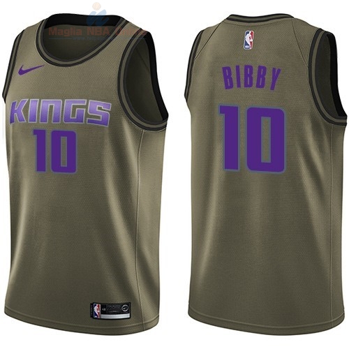 Acquista Maglia NBA Sacramento Kings Servizio Di Saluto #10 Mike Bibby Nike Army Green 2018