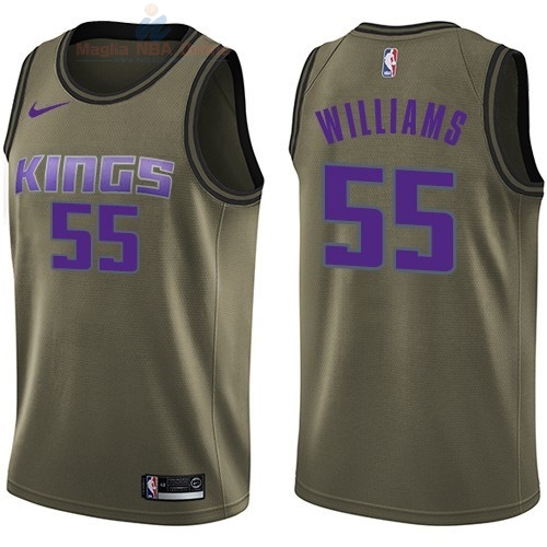 Acquista Maglia NBA Sacramento Kings Servizio Di Saluto #55 Jason Williams Nike Army Green 2018