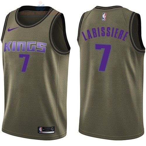 Acquista Maglia NBA Sacramento Kings Servizio Di Saluto #7 Skal Labissiere Nike Army Green 2018