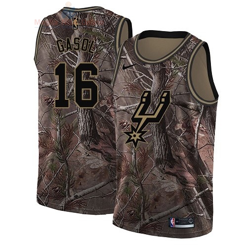 Acquista Maglia NBA San Antonio Spurs #16 Pau Gasol Camo Swingman Collezione Realtree 2018