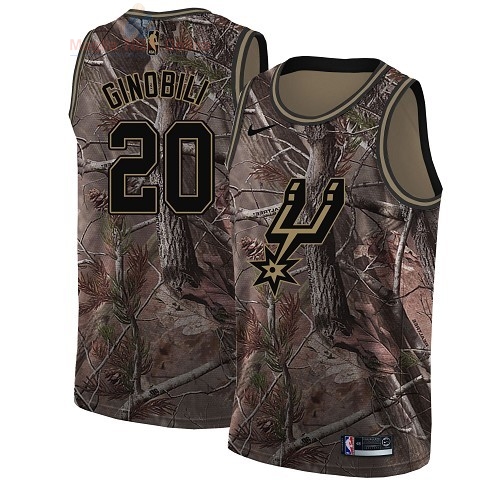 Acquista Maglia NBA San Antonio Spurs #20 Manu Ginobili Camo Swingman Collezione Realtree 2018