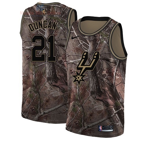 Acquista Maglia NBA San Antonio Spurs #21 Tim Duncan Camo Swingman Collezione Realtree 2018