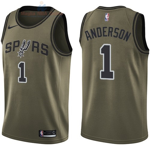 Acquista Maglia NBA San Antonio Spurs Servizio Di Saluto #1 Kyle Anderson Nike Army Green 2018