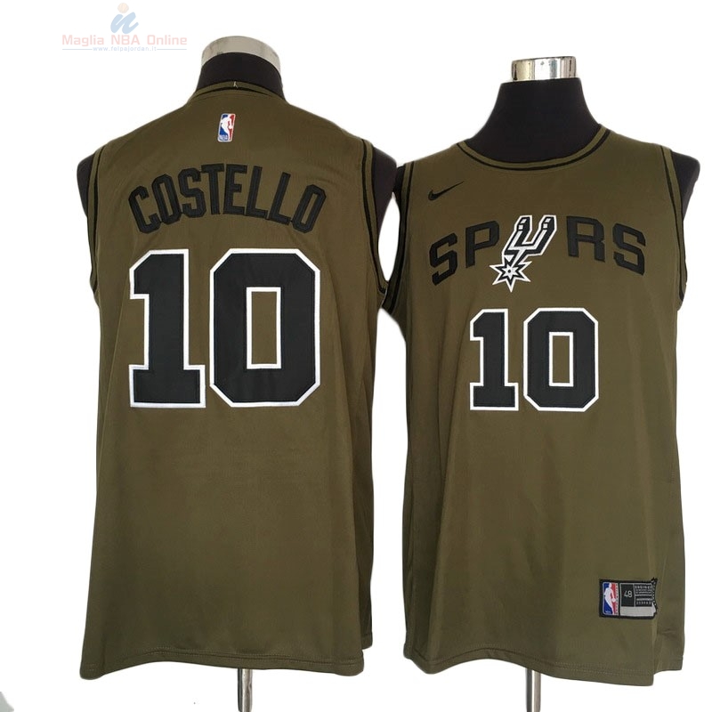 Acquista Maglia NBA San Antonio Spurs Servizio Di Saluto #10 Matt Costello Nike Army Green 2018