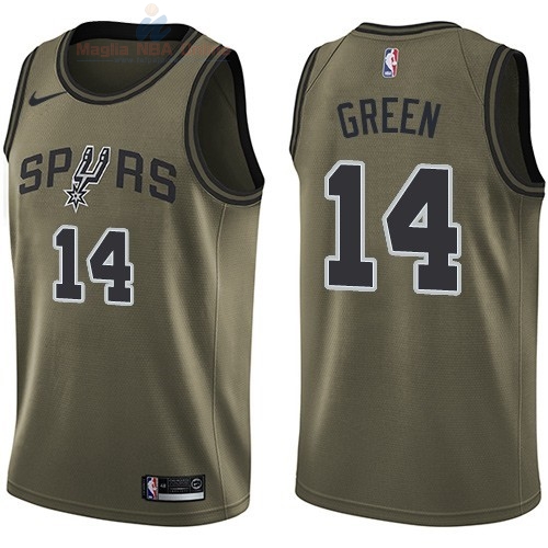 Acquista Maglia NBA San Antonio Spurs Servizio Di Saluto #14 Danny Green Nike Army Green 2018