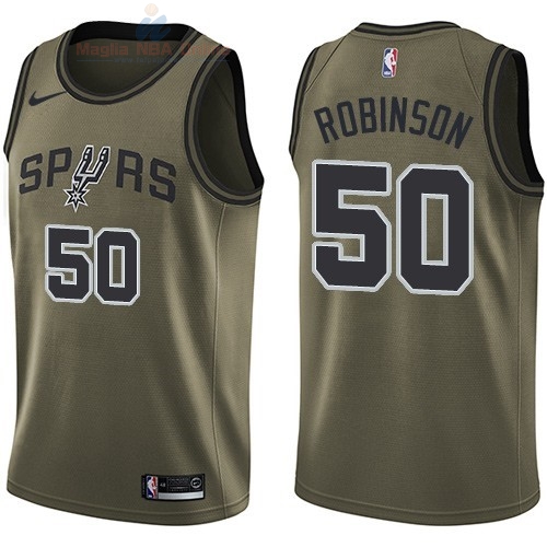 Acquista Maglia NBA San Antonio Spurs Servizio Di Saluto #50 David Robinson Nike Army Green 2018