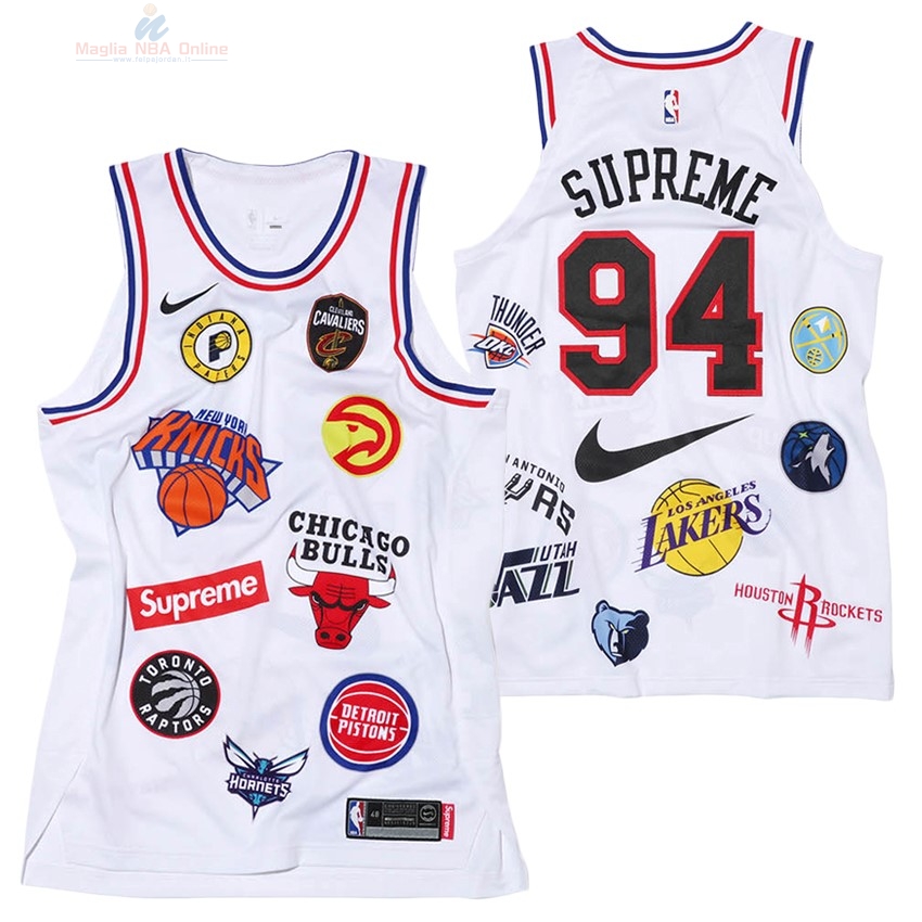 Acquista Maglia NBA Supreme x Nike #94 Logo Bianco